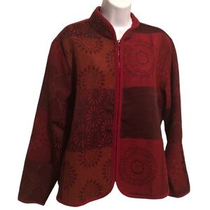 COLDWATER CREEK Women's Dark Red Mandarin Style Lightweight Blazer Jacket Size L